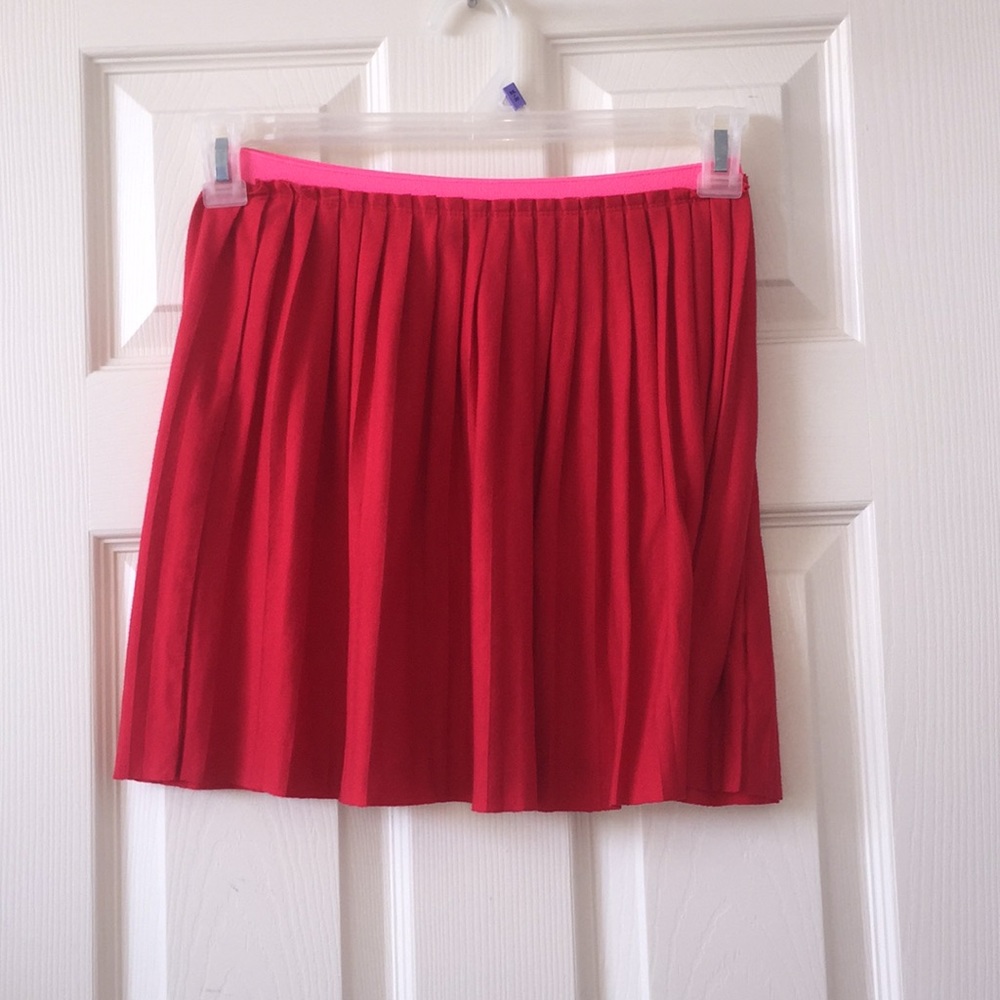 Red, with pink elastic, old navy skirt.